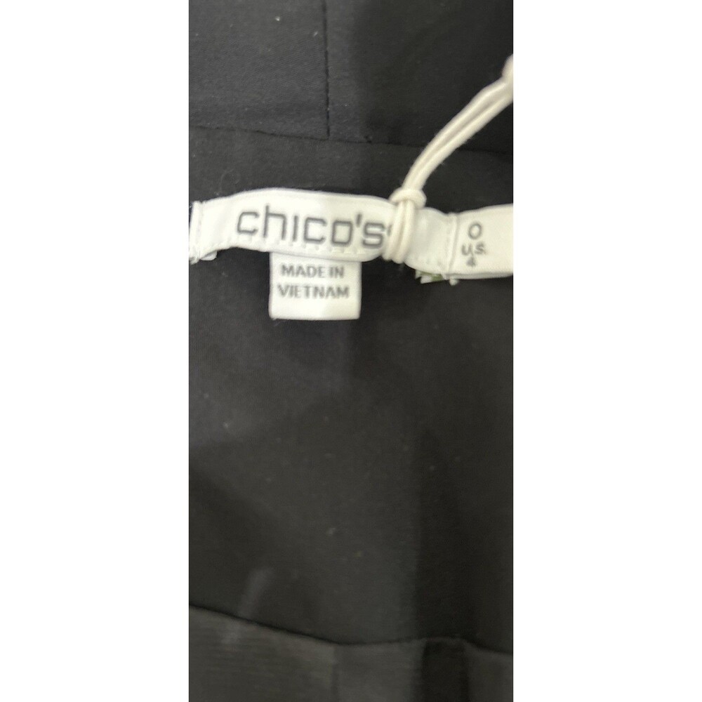 Chicos Sz 0 Womens Sz 4 Blazer Business Soft Ruched 3/4 Sleeve Black NWT Lining - Picture 3 of 8